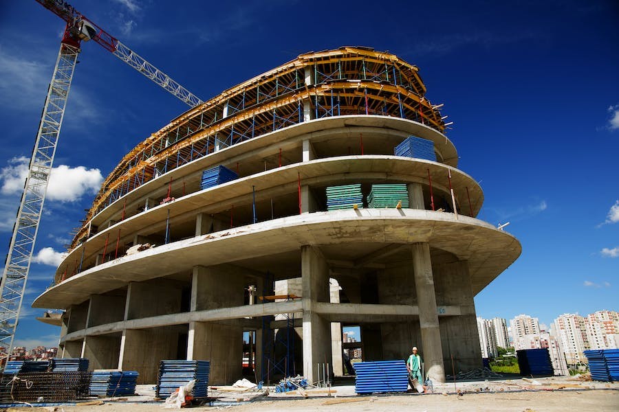  A large building construction site. 