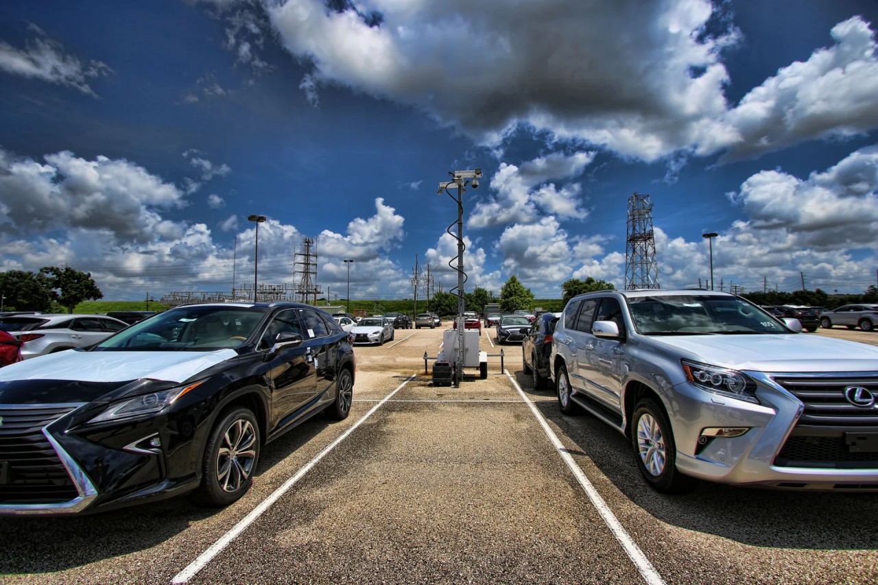  Image is of temporary Cameras Onsite cameras installed at a local car dealership.