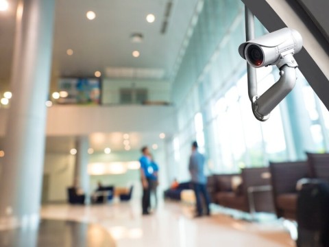 A commercial space featuring a mobile video surveillance camera.