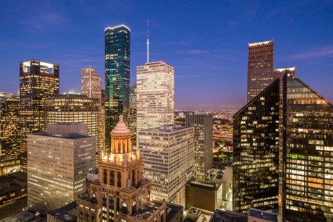 Skyline of Houston TX at night. 